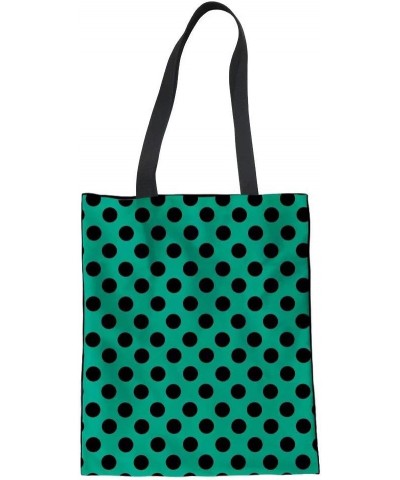 Women Fashion Polka Dot Print Hobo Casual Tote Bag Canvas Daily Shoulder Handbag Green Black Polka Dot $12.14 Totes