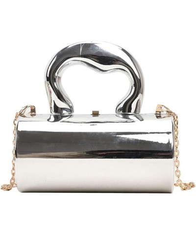 Womens Acrylic Evening Bag Barrel-Shaped Evening Clutch Sling Bag for Women Handbag for Wedding Cocktail Party Prom Silver $1...