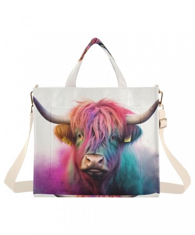 Highland Cow Corduroy Tote Bag for Women Hobo Crossbody Bag Purse Stylish Shoulder Handbag Messenger Bags, S $12.45 Totes