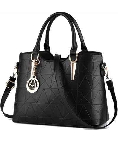 Women's Fashion Top Handle Satchel Bag PU Leather Messenger Shoulder Bag Casual Crossbody Classic Purse and Handbag Black $31...