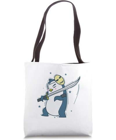 Penguin with Mask and Sword Antarctica Tote Bag $11.27 Totes