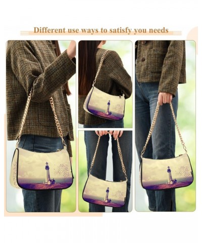 Lighthouse Bird Small Chain Shoulder Bag for Women Travel Hobo Tote Handbag Clutch Purse with Zipper $12.30 Totes