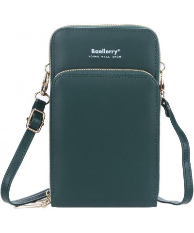 Long ladies one-shoulder messenger bag touch screen three-layer mobile phone bag buckle clutch bag wallet female, green $16.7...