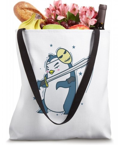 Penguin with Mask and Sword Antarctica Tote Bag $11.27 Totes