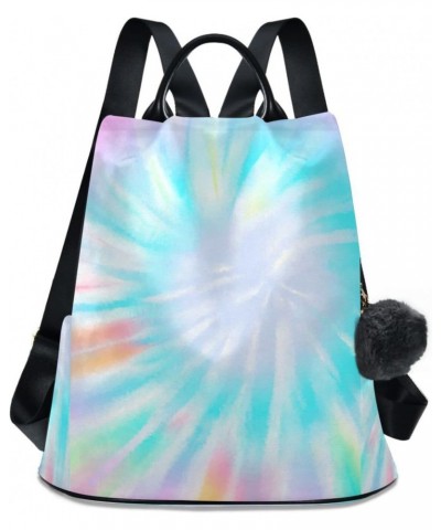 Pastel Swirl Tie Dye Colorful Polyester Backpack Purse Travel Bag for Women Fashion Back Pack Shoulder Bag $21.19 Backpacks