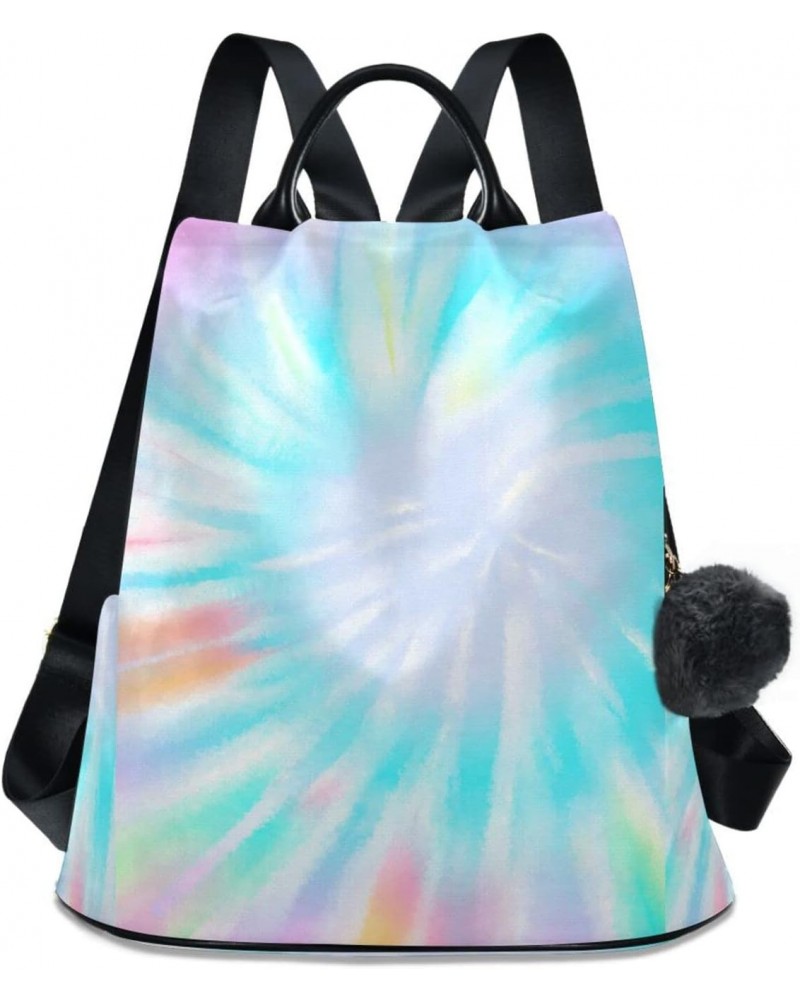 Pastel Swirl Tie Dye Colorful Polyester Backpack Purse Travel Bag for Women Fashion Back Pack Shoulder Bag $21.19 Backpacks