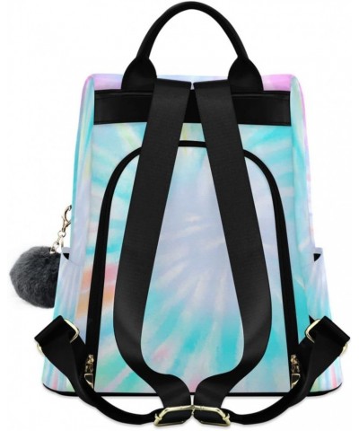 Pastel Swirl Tie Dye Colorful Polyester Backpack Purse Travel Bag for Women Fashion Back Pack Shoulder Bag $21.19 Backpacks