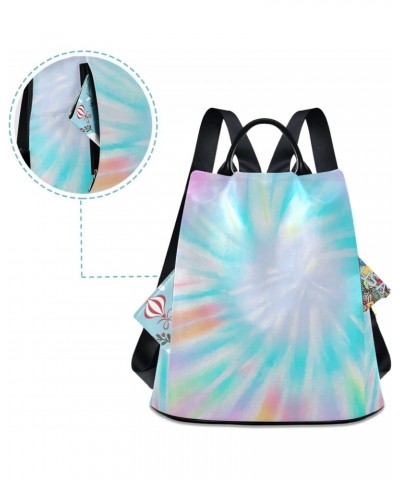 Pastel Swirl Tie Dye Colorful Polyester Backpack Purse Travel Bag for Women Fashion Back Pack Shoulder Bag $21.19 Backpacks