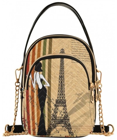 Retro Paris Crossbody Handbags for Women Casual Leather Shoulder Phone Purse $10.40 Crossbody Bags