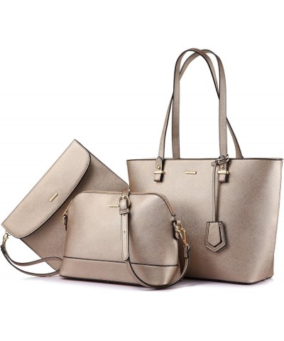 Purses and Handbags for Women Fashion Tote Bags Shoulder Bag Top Handle Satchel Bags 3pcs-pearlescent Khaki $16.45 Totes