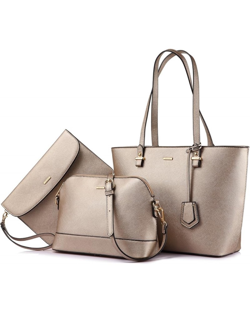 Purses and Handbags for Women Fashion Tote Bags Shoulder Bag Top Handle Satchel Bags 3pcs-pearlescent Khaki $16.45 Totes