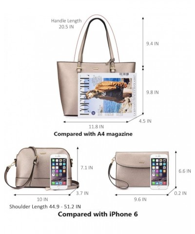 Purses and Handbags for Women Fashion Tote Bags Shoulder Bag Top Handle Satchel Bags 3pcs-pearlescent Khaki $16.45 Totes