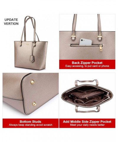 Purses and Handbags for Women Fashion Tote Bags Shoulder Bag Top Handle Satchel Bags 3pcs-pearlescent Khaki $16.45 Totes