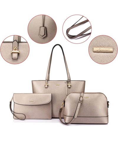 Purses and Handbags for Women Fashion Tote Bags Shoulder Bag Top Handle Satchel Bags 3pcs-pearlescent Khaki $16.45 Totes