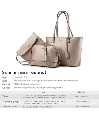 Purses and Handbags for Women Fashion Tote Bags Shoulder Bag Top Handle Satchel Bags 3pcs-pearlescent Khaki $16.45 Totes