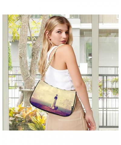 Lighthouse Bird Small Chain Shoulder Bag for Women Travel Hobo Tote Handbag Clutch Purse with Zipper $12.30 Totes