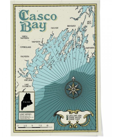 24x36 Inch Giclee Art Print Wall Decor, Casco Bay, Maine, Nautical Chart $24.00 Totes