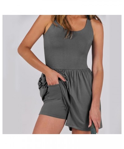 Shorts Rompers for Women Solid Jumpsuit With 4 Pockets Elegant Sexy Jumpsuits for Women A-dark Gray➤➤ Summer Casual Athletic ...