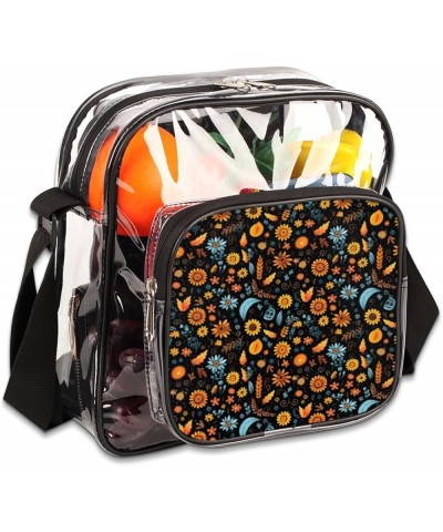 Autumn Colorful Leave Stadium-Approved Clear Crossbody Bag with Colorful Print Design Autumn Daisy Flowers $14.15 Crossbody Bags