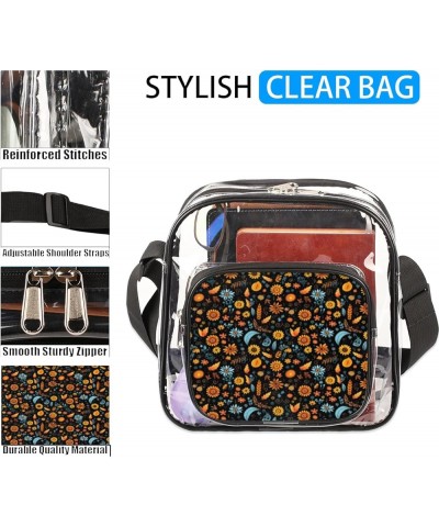 Autumn Colorful Leave Stadium-Approved Clear Crossbody Bag with Colorful Print Design Autumn Daisy Flowers $14.15 Crossbody Bags