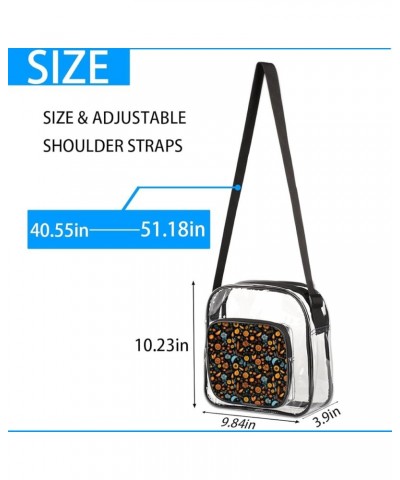 Autumn Colorful Leave Stadium-Approved Clear Crossbody Bag with Colorful Print Design Autumn Daisy Flowers $14.15 Crossbody Bags