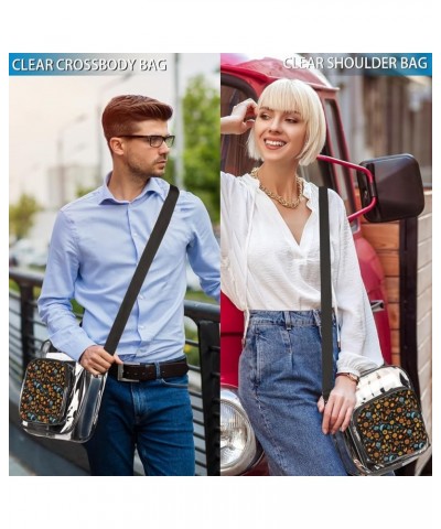 Autumn Colorful Leave Stadium-Approved Clear Crossbody Bag with Colorful Print Design Autumn Daisy Flowers $14.15 Crossbody Bags