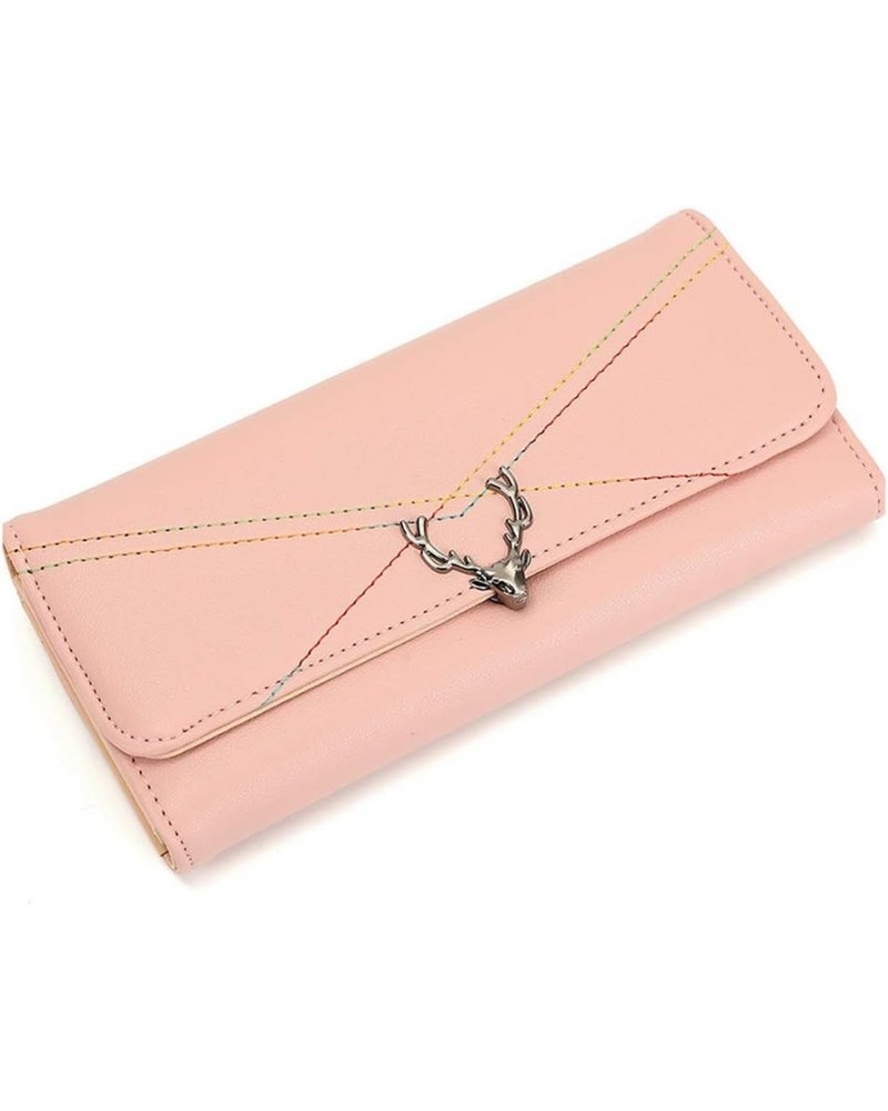 Women Long Purses Adjustable Button Coin Pouch Multifunction Card Holder PU Wallet with Zipper Pocket,Grey-M Medium Pink $19....