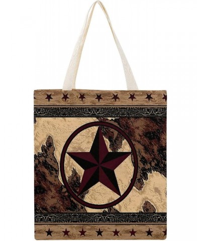 Western Texas Star on Wood Panel Rustic CanvasTote Bag for Women Girl Canvas Shoulder Handbags Cute Large Purse $11.95 Totes