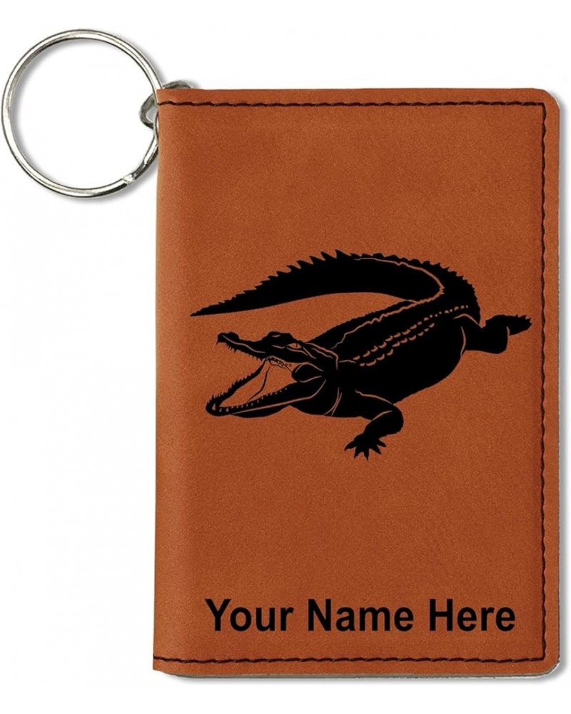 ID Holder Wallet, Alligator, Personalized Engraving Included (Rustic) Dark Brown $14.55 Wallets