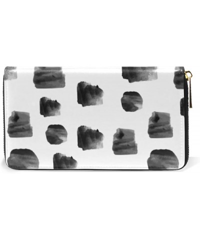 Seamless Zebra Diamonds Black White Vertical Stripes Leather Long Wallet Organizer with Zipper Purse Clutch Bag for Women Men...