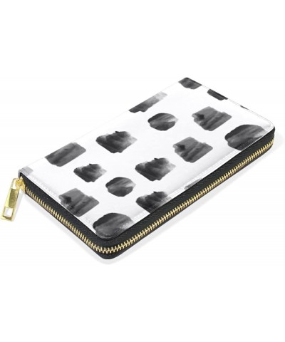 Seamless Zebra Diamonds Black White Vertical Stripes Leather Long Wallet Organizer with Zipper Purse Clutch Bag for Women Men...