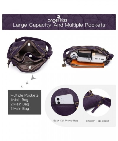 Small Shoulder Bag for Women Crossbody Purses and Handbags Multi Pockets Hobo Bags Purple-1 $16.45 Hobo Bags