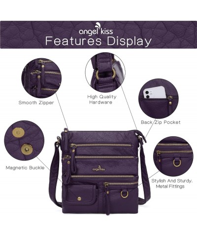 Small Shoulder Bag for Women Crossbody Purses and Handbags Multi Pockets Hobo Bags Purple-1 $16.45 Hobo Bags