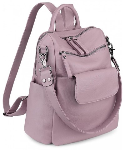 Travel Backpack Purse for Women Vegan Leather Ladies Fashion Shoulder Bag Convertible 240 Dark Pink $19.50 Backpacks