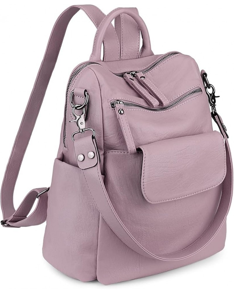 Travel Backpack Purse for Women Vegan Leather Ladies Fashion Shoulder Bag Convertible 240 Dark Pink $19.50 Backpacks