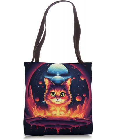 Spaceship Cat galaxy space Cat Alien Kitty Mom Dad Tote Bag $12.40 Totes