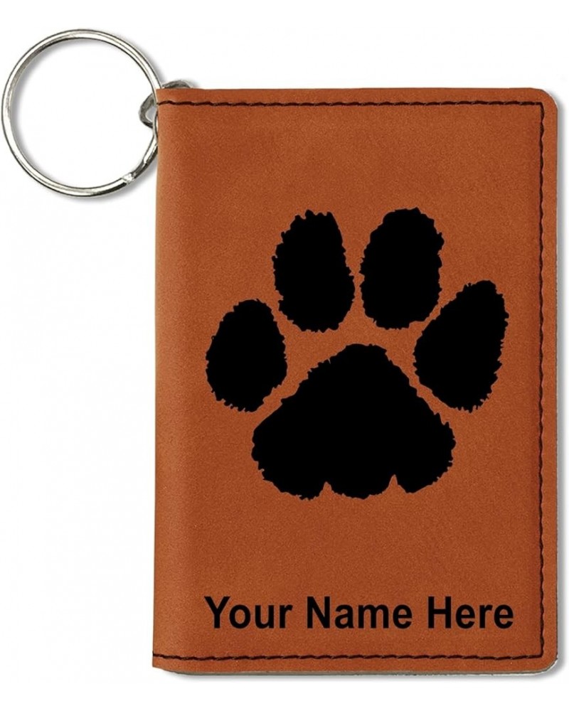 ID Holder Wallet, Paw Print, Personalized Engraving Included (Rustic) Dark Brown $12.88 Wallets