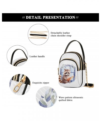 Reading Raccoon Women's Crossbody Handbags with Zipper, Casual Leather Cell Phone Purse Crossbody Bags for Ladies $15.33 Cros...