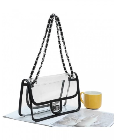 Clear Purses for Women Stadium Crossbody Clear Bag PVC Transparent Shoulder Bag for Concert Sports Silver Chain $19.59 Should...