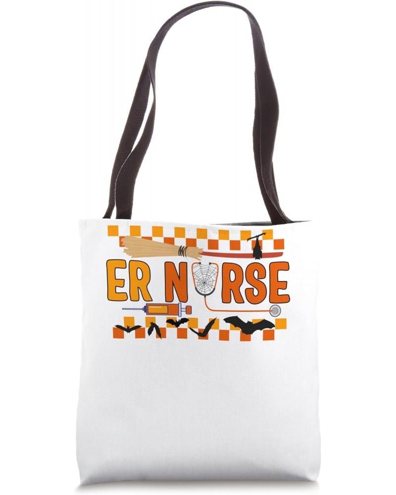 Halloween ER Nurse Emergency Nurse Healthcare Nursing Hallow Tote Bag $13.49 Totes