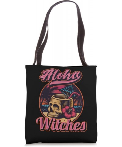 Aloha Witches Shirt Funny Halloween Hawaii Hawaiian Skull Tote Bag $16.51 Totes