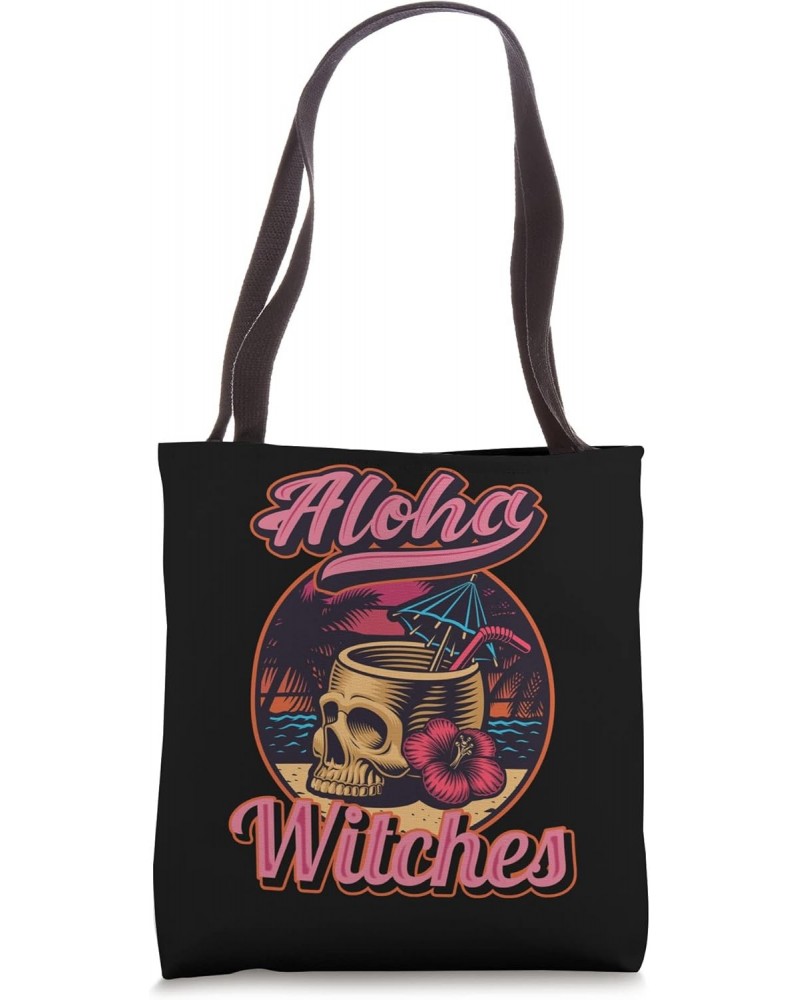 Aloha Witches Shirt Funny Halloween Hawaii Hawaiian Skull Tote Bag $16.51 Totes