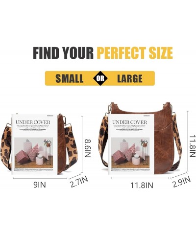 Women Crossbody Handbag Retro Vegan Leather Messenger Bag with Romovable Leopard Shoulder Strap New Coffee Small $16.11 Shoul...