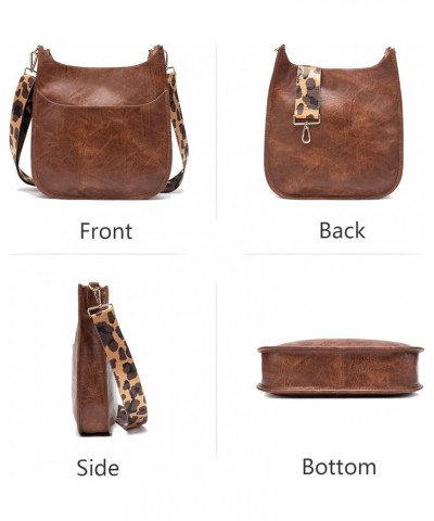 Women Crossbody Handbag Retro Vegan Leather Messenger Bag with Romovable Leopard Shoulder Strap New Coffee Small $16.11 Shoul...