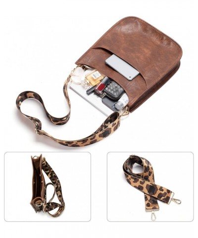 Women Crossbody Handbag Retro Vegan Leather Messenger Bag with Romovable Leopard Shoulder Strap New Coffee Small $16.11 Shoul...