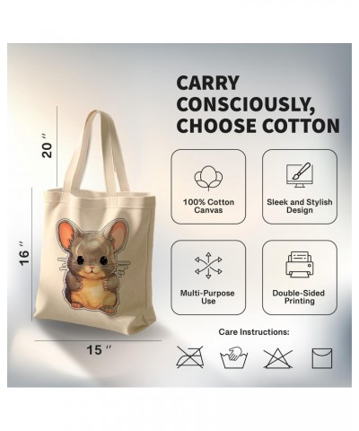 Chinchilla Cotton Tote Bag for Women Men Casual Tote Bag Cloth Canvas Shopping Bags with Handles Cute Bags Everyday Use 15" x...