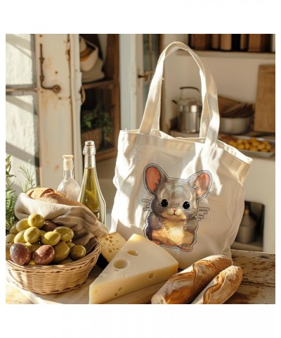 Chinchilla Cotton Tote Bag for Women Men Casual Tote Bag Cloth Canvas Shopping Bags with Handles Cute Bags Everyday Use 15" x...