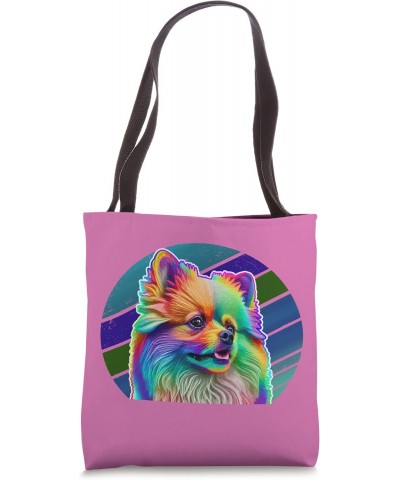 Cute Pomeranian Pup Rainbow Pop Art Colorful Pomeranian Dog Tote Bag $10.14 Totes