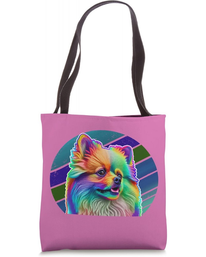 Cute Pomeranian Pup Rainbow Pop Art Colorful Pomeranian Dog Tote Bag $10.14 Totes