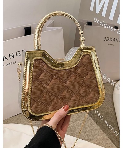 Women Hobo Bag Tote Bag Shiny Elegant Casual Crossbody Bag Chic Chain Shoulder Bag Brown $17.92 Totes